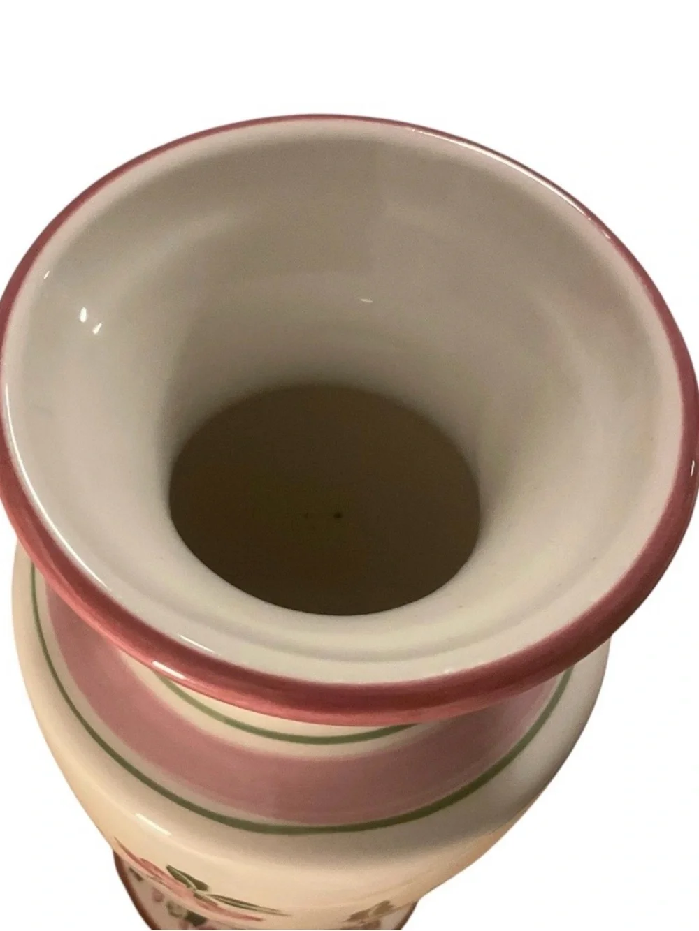 Laura Ashley Cream Vase with Pink and Green Floral Pattern